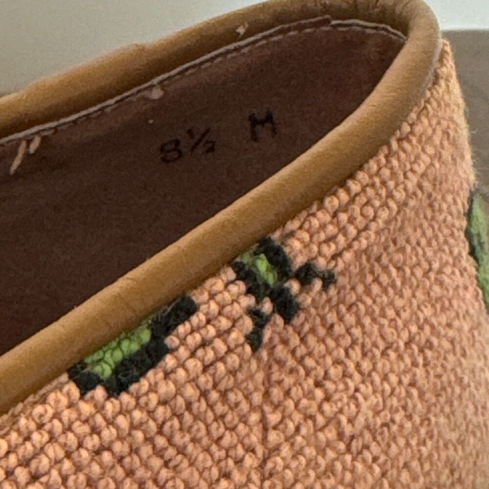 ZALO Frog Needlepoint Loafers Womens 8.5 M Pink Green Embroidered Slip On Flats - Picture 9 of 10